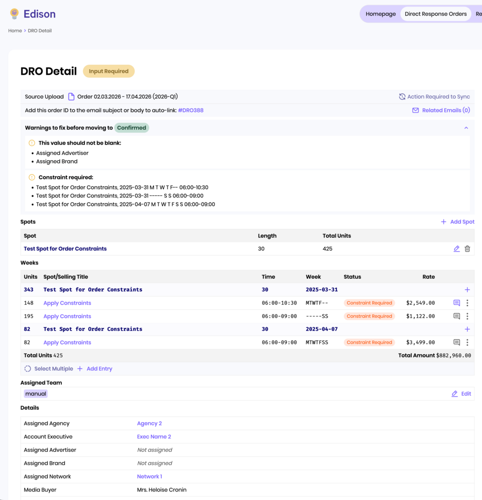 Order Details Validation
